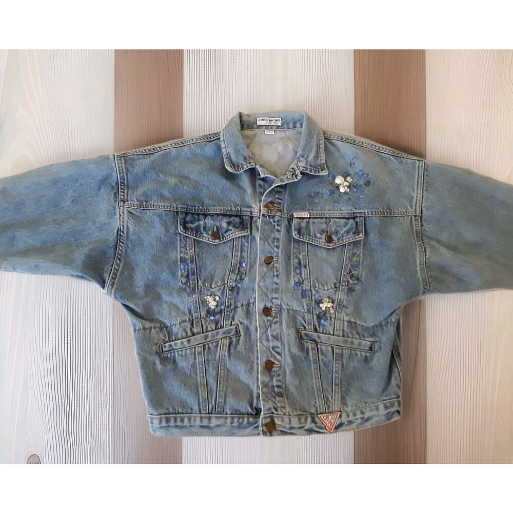 Vtg Guess Womens Georges Marciano Denim Jean Jacket Made in USA Size S